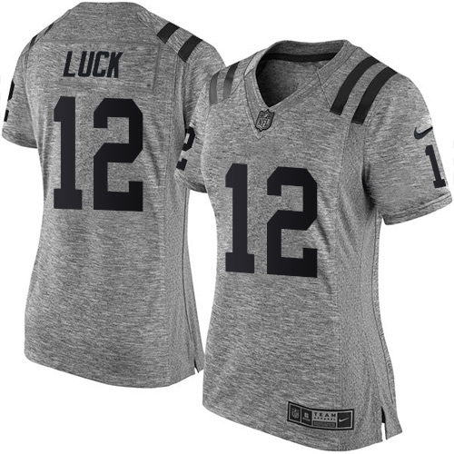 Women's Elite Andrew Luck Nike Jersey Gray - #12 Gridiron NFL Indianapolis Colts